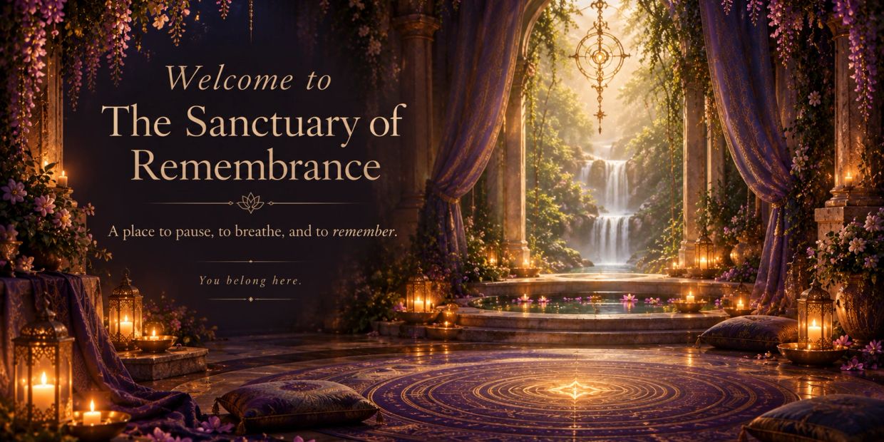 A serene sanctuary with candles, cushions, and a waterfall view for remembrance.
