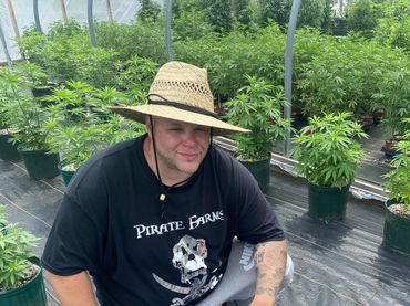James Diaz Jesus Justice Owner & C.E.O. Of Pirate Farms NY Cannabis in the veg greenhouse