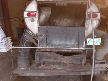 Street sweeper hatch made of diamond plate and flat bar. Steel.