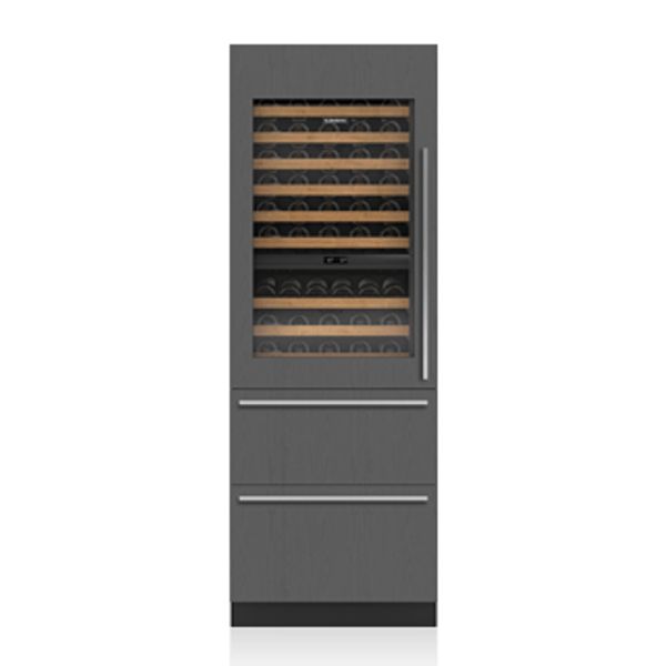 30 inch built in designer subzero wine column with refrigerator drawers