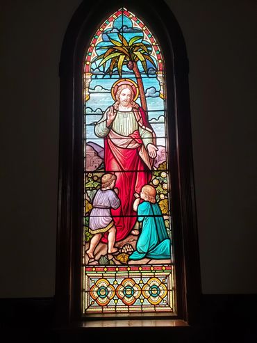 Church antique stained leaded glass