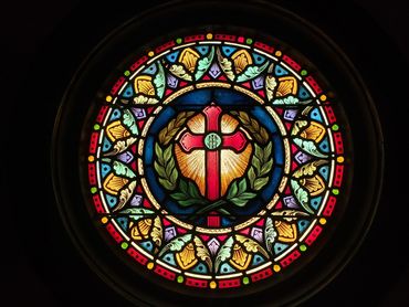 Church antique stained leaded glass