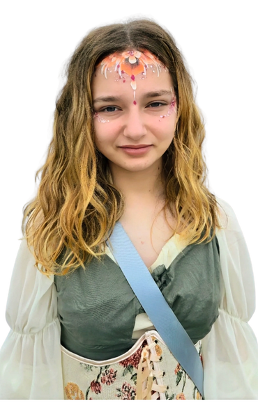 Teen with floral fairy crown for Renaissance Fair.