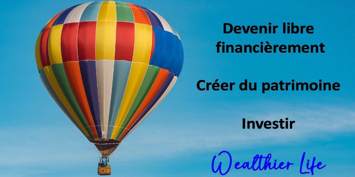 Symbole de la société Wealthier life : une montgolfière dans un ciel bleu