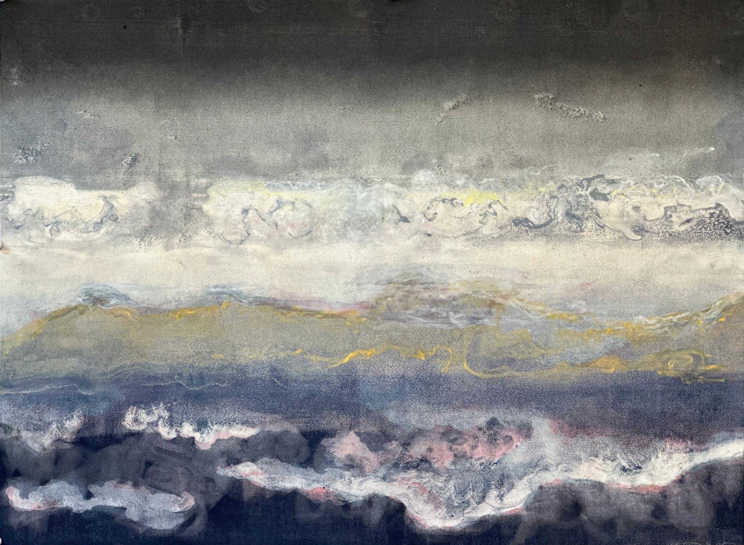 Artwork of rough seas and cloudy sky