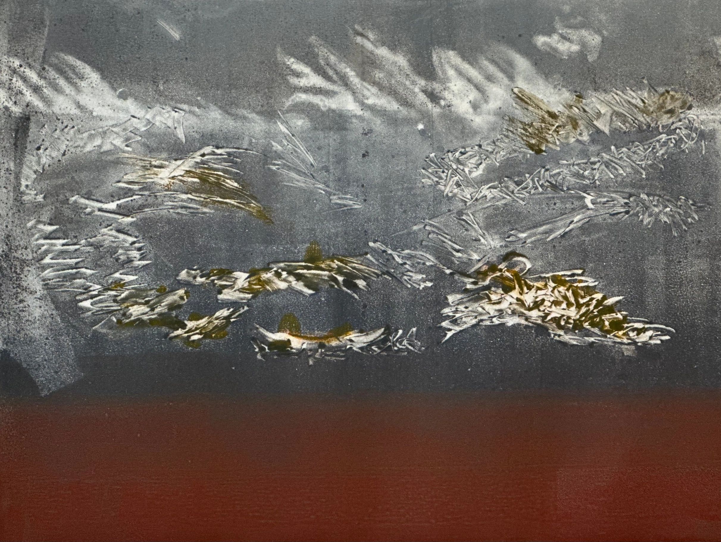 artwork of a gray, cloudy sky