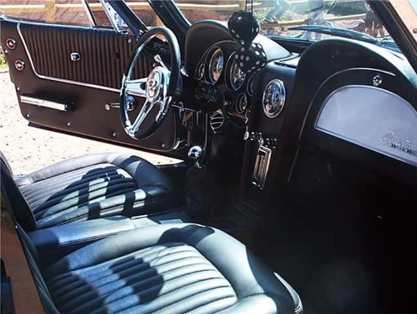 Classic car restoration with leather seats
