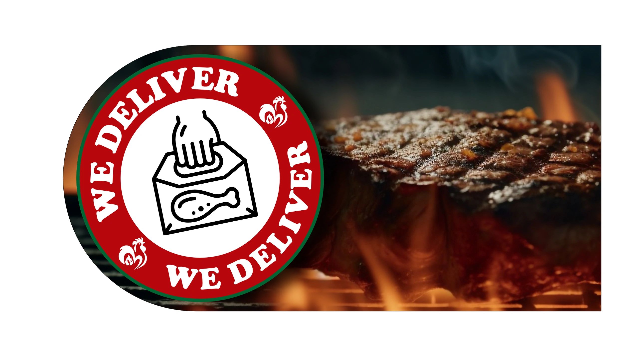 Delivery sign with grill steak