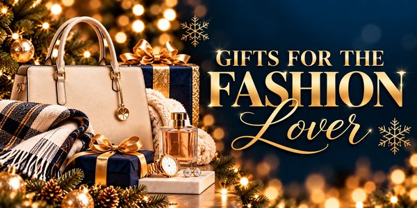 Gift items for fashion lovers with elegant packaging and lighting.