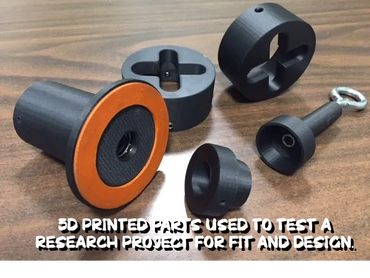 3D printed parts for testing fit and design in a research project.