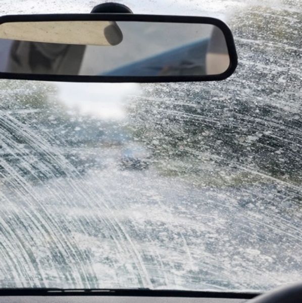 Loglo. Smeared windscreen caused by depleted screen wash, avoidable if using Loglo.