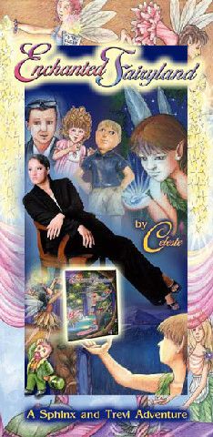Author Celeste with characters from Enchanted Fairyland - A Sphinx and Trevi Adventure Series.