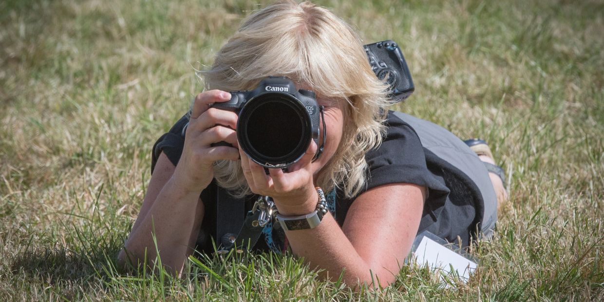 Louise Farrell photographing at Noel Fitzpatrick's DogFest
