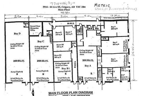 Floor Plan of Warehouses and bays for rent at Wright Business Centre, Calgary SE, Alberta