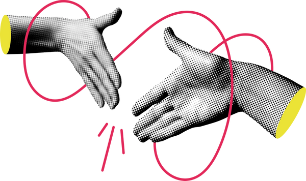 Pop art style of two hands shaking