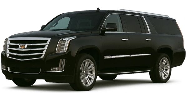 Black Cadillac Escalade SUV with chrome accents and large wheels.