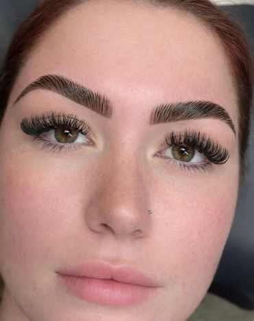 Brow lamination, wax and tint and eyelash extensions done at the brow lounge