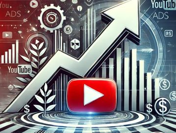 YouTube growth and advertising with rising financial symbols.