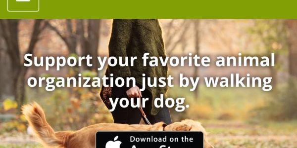 Support animal organizations by walking your dog and using the app.