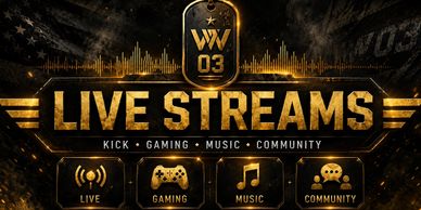 Live Streams banner promoting kick, gaming, music, and community.