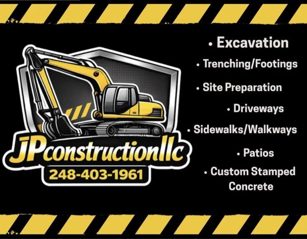 Construction company advertisement with services listed.
