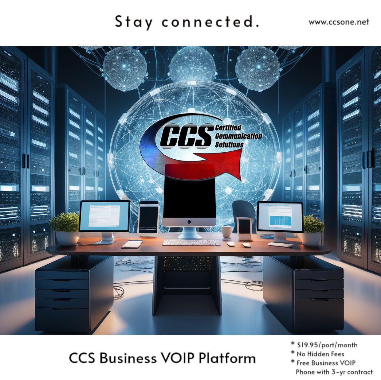 An ad for CCS Business VOIP Platform.