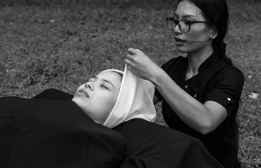 Woman having a skin treatment in Paradise Point