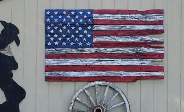 Standing proudly as Americans! Custom flags available....Enjoy an Americana decor.