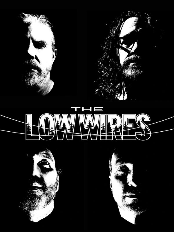 Photo of the members of The Low Wires with logo