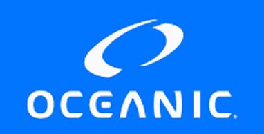 Oceanic logo with white text and symbol on a blue background.