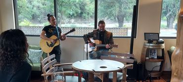 Tasting room with our furniture in the main area.