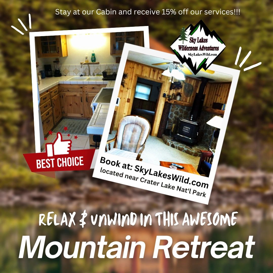 Vacation Cabin near Crater Lake National Park in Chiloquin, Oregon. Near Klamath Falls.