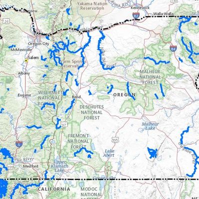 Oregon River Systems. Rivers to kayak in Oregon. Oregon waterways.
