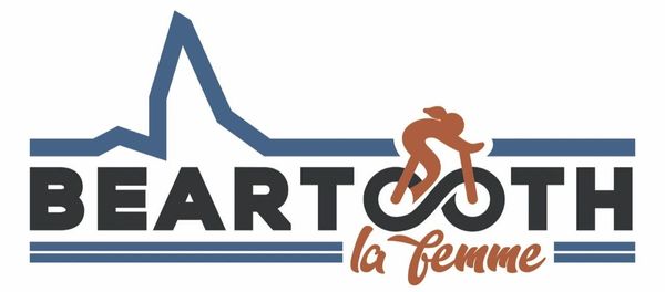 Logo for Beartooth La Femme featuring a cyclist and mountain silhouette.