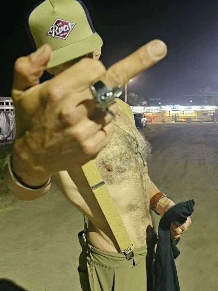 Photo from social media of Blake Joseph flipping off the camera.