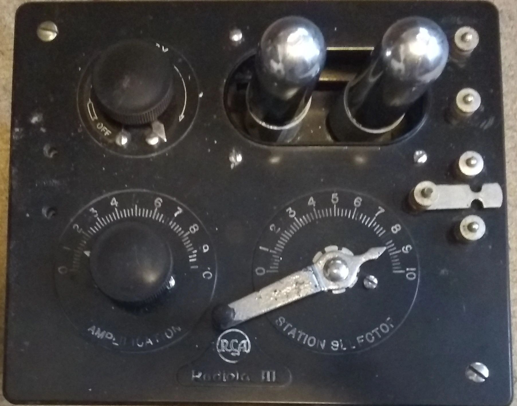 Radiola III with WD11 kit FET based tube substitutes. click link on top left for details.