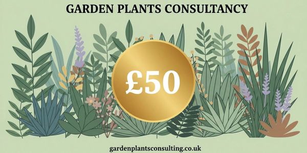Garden Plants Consultancy offers services for £50 with a natural leafy design.