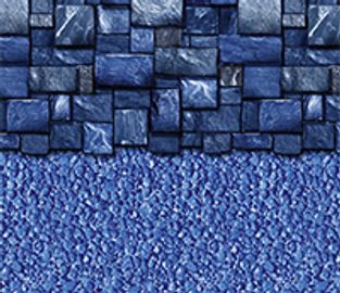 Textured blue mosaic tiles above a rough blue surface.