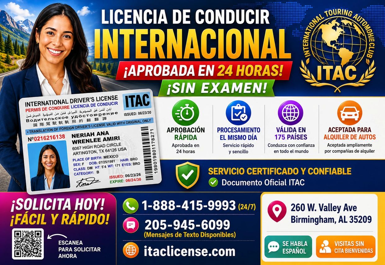 Promoción de licencia de conducir internacional aprobada en 24 horas sin examen.
