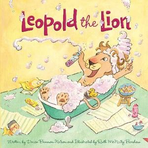 Cover of Leopold the Lion book, lion in bubbly bath