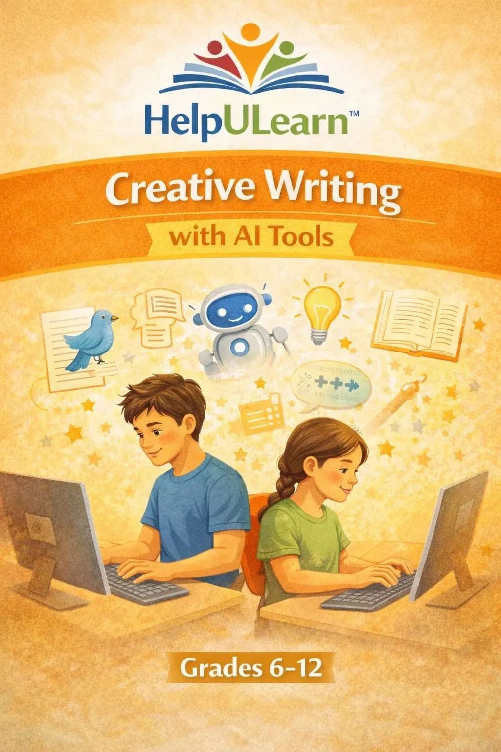 Kids using AI tools for creative writing, grades 6-12.
