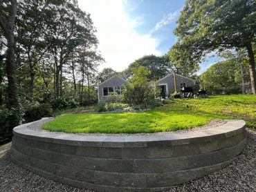 Retaining wall Dennis Cape Cod Massachusetts on a Sloped Backyard