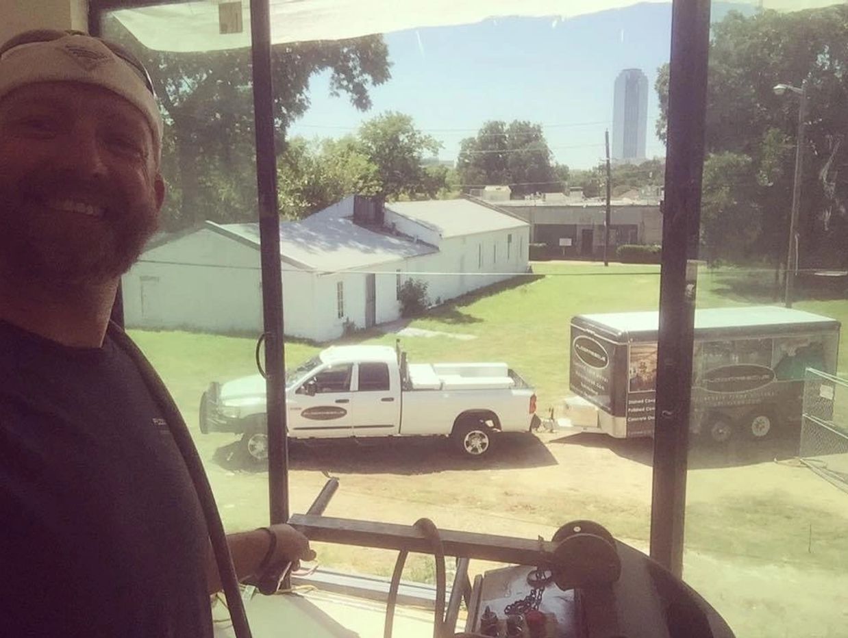 polishing concrete floors on new addition for Shipley Architects near downtown Dallas