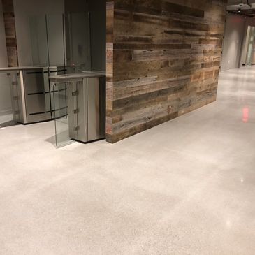 Commercial spaces using polished concrete overlay at Amazon Call Center in Dallas, Texas