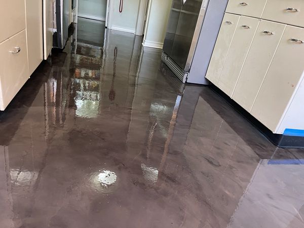 Ardex SD-M Overlay with custom color touches and polyaspartic topcoat, Ardex designer overlay Dallas