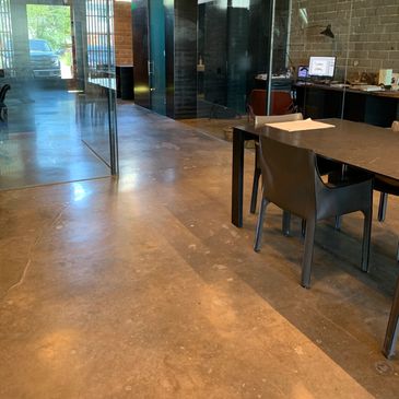 Lobby floors, and floor entrances for Restaurant in Dallas Fort Worth, concrete floors, staining