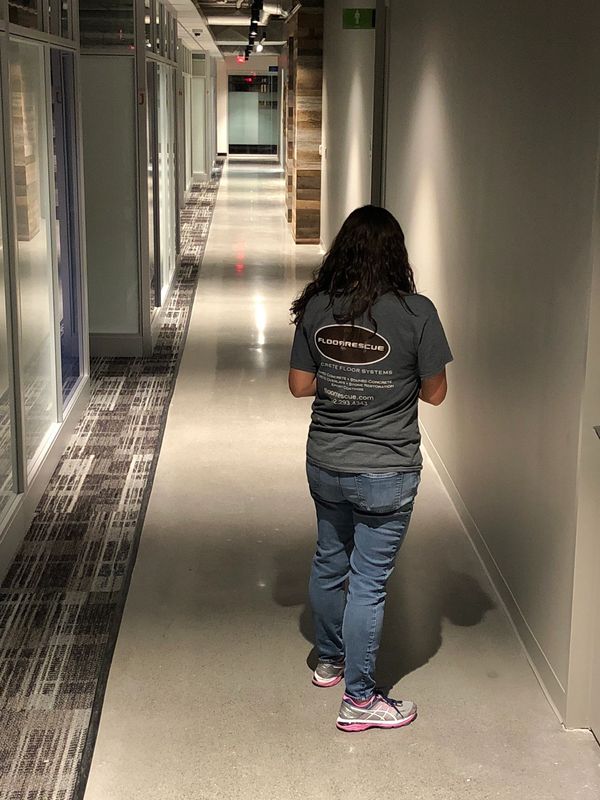 Dallas, TX polished concrete construction services by FloorRescue, Amazon Project at the Galleria
