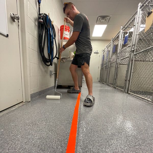 Bonus Flake Floor restoration for one of our trainees with polyaspartic coatings