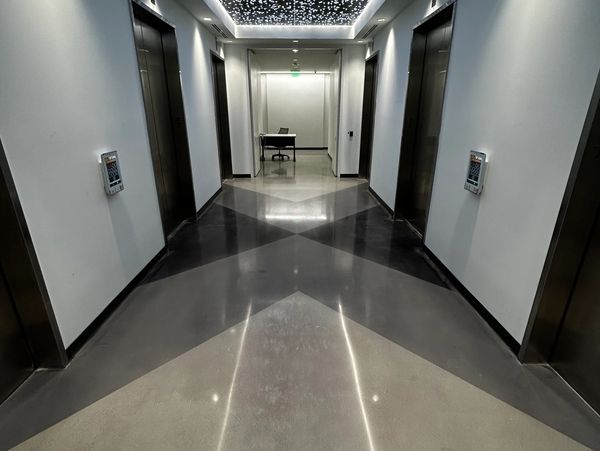 Self leveling concrete toppings provide decorative & polished concrete options for commercial office