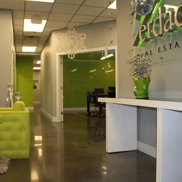 Commercial polished concrete for commercial office spaces like this real estate office in Southlake